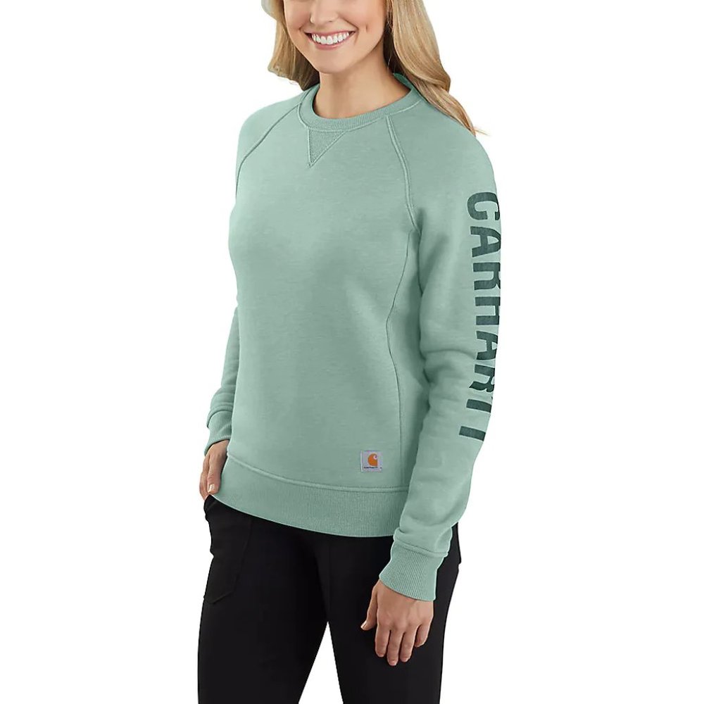 NWT Carhartt Women's Sweatshirt 3X FLEECE Relax Fit Midweight Block Logo Sleeve